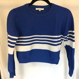 Blue and white striped sweater